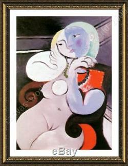 Nude Woman In A Red Armchair by Pablo Picasso Framed canvas Wall art HD