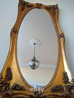 OVAL Gold Gilt French Louis Vintage Antique Ornate OVERMANTEL Wall Frame Mirror