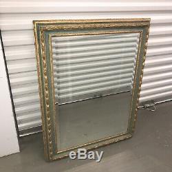 Ornate Bevelled Edge Mirror Gold & Green Wooden Frame Antique Style Wall