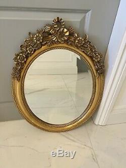 Ornate Bronze Gold Decorative Wall Hanging Oval Mirror Antique French Style