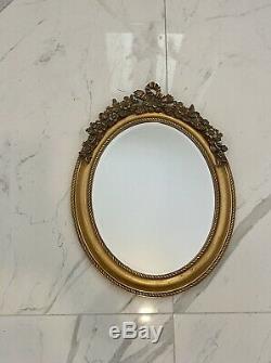 Ornate Bronze Gold Decorative Wall Hanging Oval Mirror Antique French Style