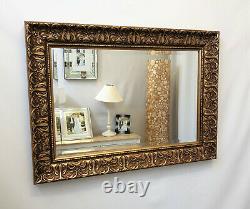 Ornate French Design Wall Mirror Gilt Finish Frame Antique Gold Bevelled 66x56cm
