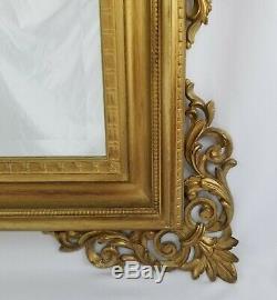 Ornate French Gold Wood Framed Beveled Wall Mantle Mirror Regency 32x26