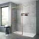 Outer Framed 700mm Brushed Brass Shower Wetroom Screen 8mm Glass Bathroom Gold