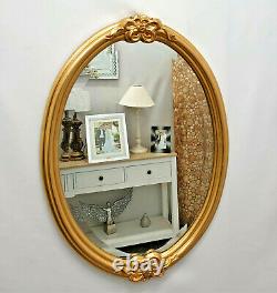Oval Gilt Leaf Ornate Wall Mirror French Vintage Antique Bow Design 80x60cm Gold