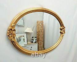 Oval Gilt Leaf Ornate Wall Mirror French Vintage Antique Bow Design 80x60cm Gold