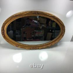 Oval Wall Mirror J. A. Olson Company Permaflect Large Ornate Gold Frame 31 x 19
