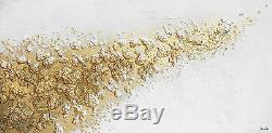 PAINTING GOLD WHITE # HIGH TEXTURED LUXURY SAND STONES WALL SCULTURE 55 x 27
