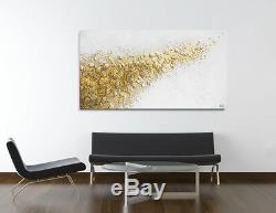 PAINTING GOLD WHITE # HIGH TEXTURED LUXURY SAND STONES WALL SCULTURE 55 x 27