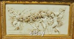 Pair Large Antique/Vtg 36 Putti Lion Gold Gilt Carved Wood Wall Picture Frames