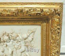 Pair Large Antique/Vtg 36 Putti Lion Gold Gilt Carved Wood Wall Picture Frames