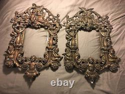 Pair Of Antique Victorian Sole Brass Wall Hanging Picture Frames