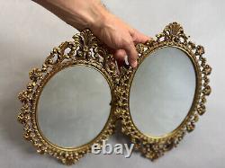 Pair Of Oval Rococo Style Gold Mirrors Wall Mirror Gilt Frame