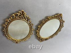 Pair Of Oval Rococo Style Gold Mirrors Wall Mirror Gilt Frame