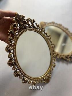 Pair Of Oval Rococo Style Gold Mirrors Wall Mirror Gilt Frame