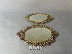 Pair Of Oval Rococo Style Gold Mirrors Wall Mirror Gilt Frame