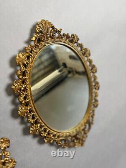 Pair Of Oval Rococo Style Gold Mirrors Wall Mirror Gilt Frame