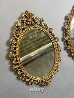 Pair Of Oval Rococo Style Gold Mirrors Wall Mirror Gilt Frame