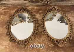 Pair Of Oval Rococo Style Gold Mirrors Wall Mirror Gilt Frame