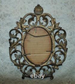Pair of 19c Wall Mirrors French Rococo Style Gilt Metal / Picture Photo Frame