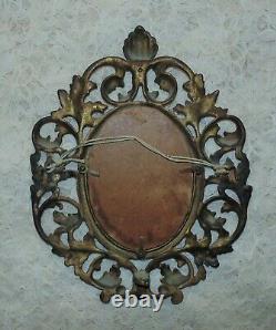 Pair of 19c Wall Mirrors French Rococo Style Gilt Metal / Picture Photo Frame