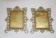 Pair of 2 antique ornate gilt brass wall picture frames bronze 5 x 3 3/4 opening
