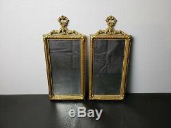 Pair of Antique Victorian Gilt Frame Wall Mirrors Rectangular Ornate Gold JS Mfg