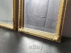 Pair of Antique Victorian Gilt Frame Wall Mirrors Rectangular Ornate Gold JS Mfg