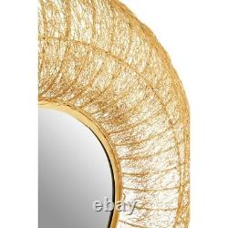 Paloma Gold Round Iron Wire Frame Wall Mirror