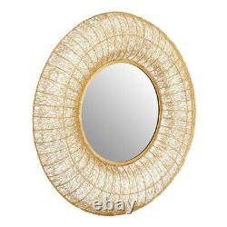 Paloma Gold Round Iron Wire Frame Wall Mirror