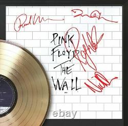 Pink Floyd The Wall Framed Black wood Reproduction Signature Gold LP Display