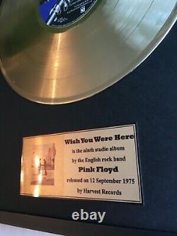 Pink Floyd Wish You Were Here Custom 24k Gold Vinyl Record In Wall Hanging Frame