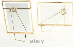 Pressed Glass Floating Photo Frames 5 X 7 Frame, Gold 8-Pack with Stands Use Hor