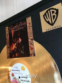 Prince Purple Rain 1984 Custom 24k Gold Vinyl Record in Wall Hanging Frame