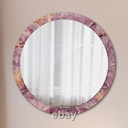 Printed Frame Round Wall Mirror with Glass Frame Ready to Hang marble with gold