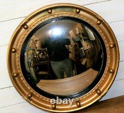Quality Reproduction Antique Regency Style Round Convex Wall Mirror + Gold Frame