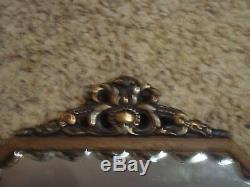 RARE Vintage Mid Century Gold Gilt Gesso Wood Framed Beveled Etched Wall Mirror