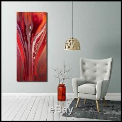 RED GOLD Modern Abstract Painting Canvas Wall Art Framed Signed US Megan Willis