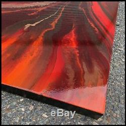 RED GOLD Modern Abstract Painting Canvas Wall Art Framed Signed US Megan Willis