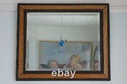 REFLECTIVE TOUCH RARE VINTAGE1930s25x214KGBEVELLED-OAK FRAME WALL MIRROR