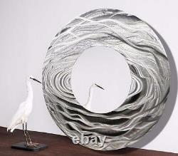 ROUND WALL MIRROR Metal Art Abstract Silver Accent Designer Decor Jon Allen