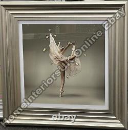 RT-Ballerina gold, dress gold butterflies, liquid art & champagne frame picture