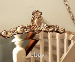 Rare Art Deco Large Bevelled Wall Mirror Edge Pale Gold Frame Boss Crown Detail