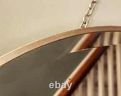 Rare Art Deco Large Bevelled Wall Mirror Edge Pale Gold Frame Boss Crown Detail