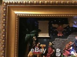Rare Kirkland Christmas Nativity Set Large Creche Wall Hanging Gold Framed 3D