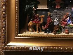 Rare Kirkland Christmas Nativity Set Large Creche Wall Hanging Gold Framed 3D