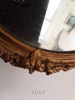 Rare Pair Of Vintage Matching Gilt Framed Wall Oval Wall Mirrors