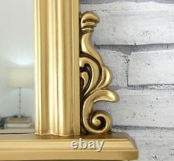 Reading Large Gold Ornate Arched Overmantle Antique Style Wall Mirror 122 x 90cm