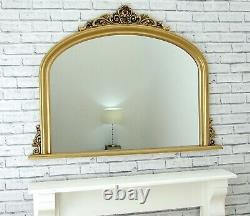 Reading Large Gold Ornate Arched Overmantle Antique Style Wall Mirror 122 x 90cm