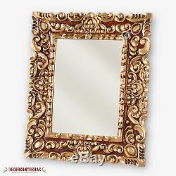 Rectangle Wood Framed Accent Mirror Bathroom decorative Gold mirror for wall